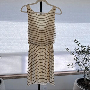 Alice + Olivia Silk Sequin Drape Back Mini Dress Ivory Graphite 4 Dressy Party